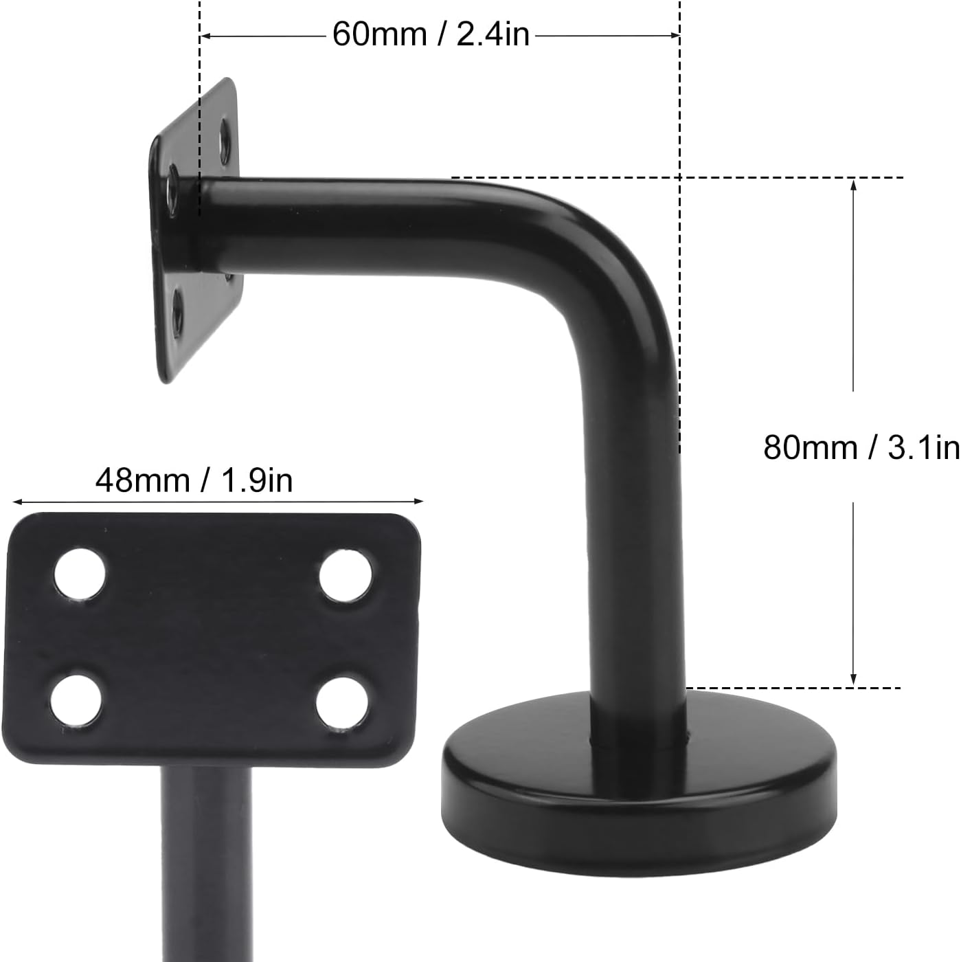 8 Packs 2.4 x 3.2 Inch Handrail Bracket, Heavy Duty Stainless Steel Handrail Brackets Set, Stair Railing Bracket for Staircase, Stairs, Rails, Railings and Home Decor, by GENHAKON.