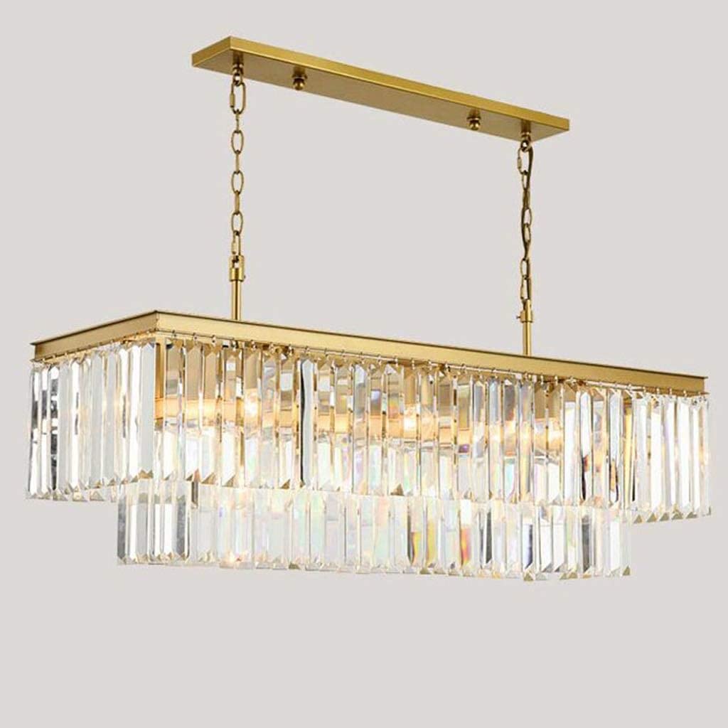 Złoty kryształowy żyrandol - Retro prostokątne metalowe lampy do jadalni, sypialni, gabinetu i salonu