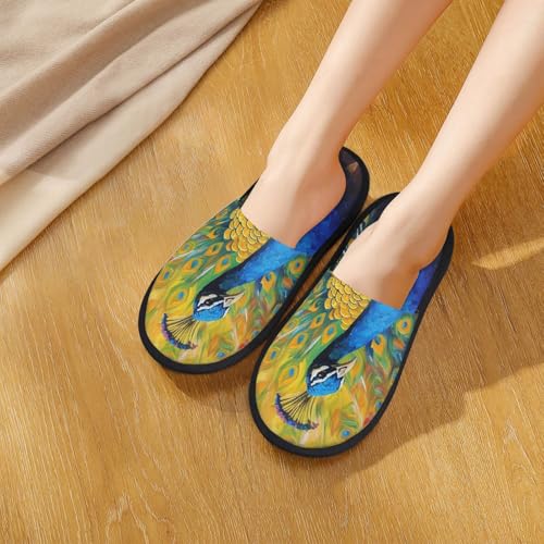 Peacocks Print House Slippers For Women And Men,Soft Slippers With Memory Foam,Non-Slip Indoor Home Shoes4