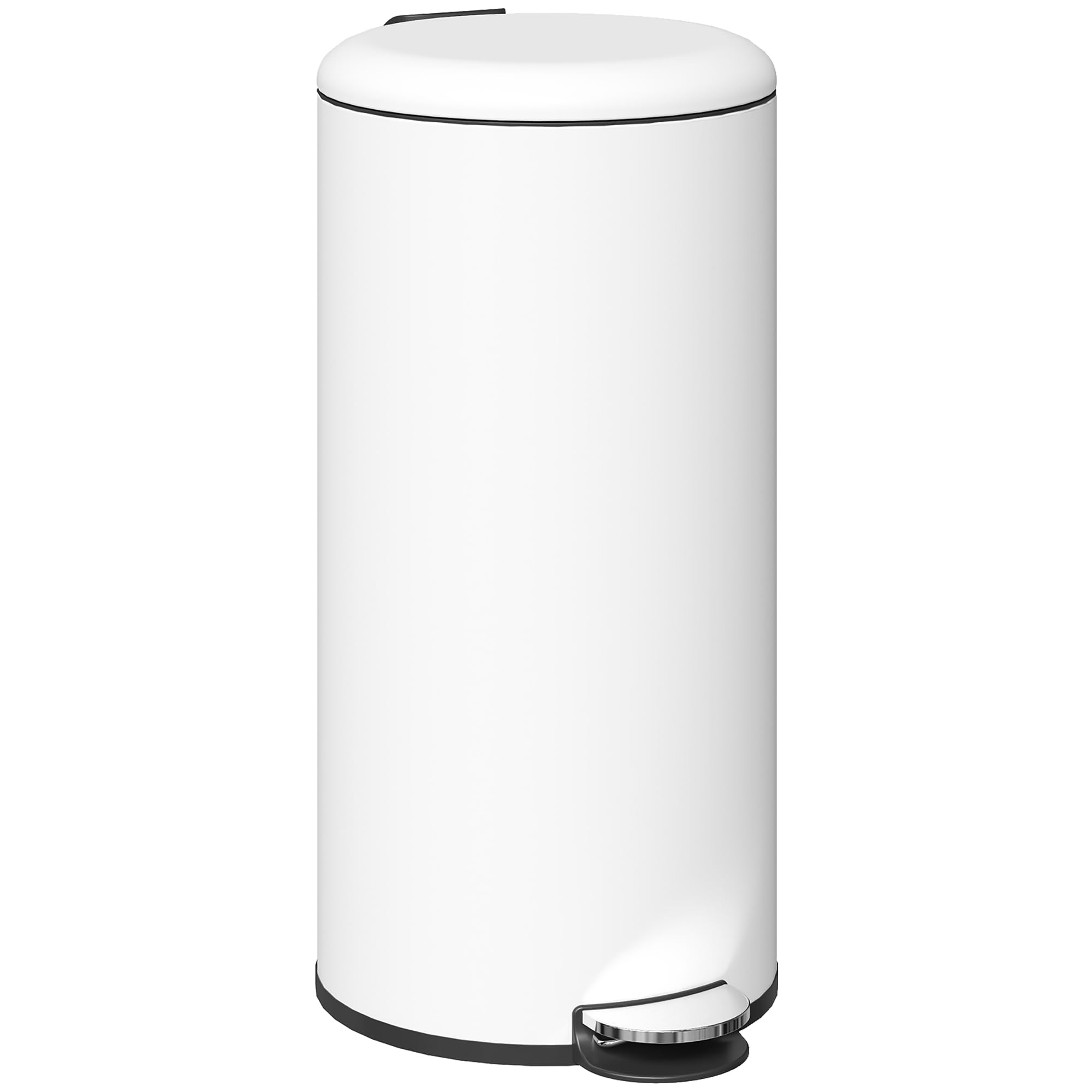 HOMCOM Cubo de Basura para Cocina 30L Papelera de Cocina con Pedal Tapa de Cierre Suave y Cubo Extraíble para Dormitorio Oficina Estudio Salón Crema