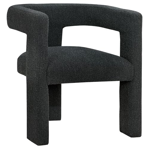 Sillón tapizado boucle negro con diseño moderno