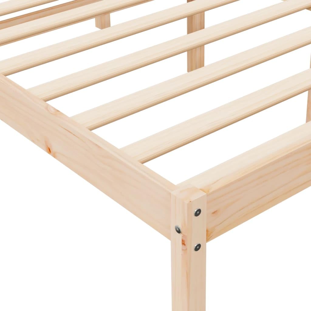 Seniorenbett 200x200 cm aus Kiefer-Massivholz - Hohes Doppelbett mit Kopfteil, Massivholzbett Seniorengerecht mit 45 cm Sitzhöhe, Stabiler Bettrahmen für Schlafzimmer