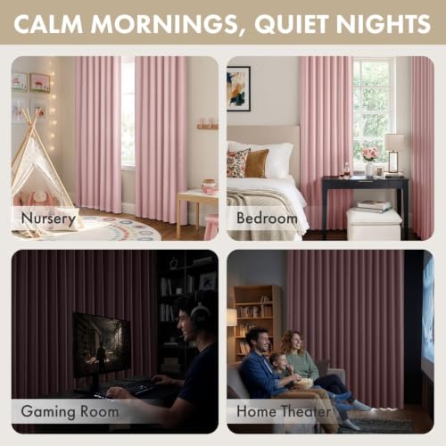 Image of ANRODUO Light Pink Back Tab Blackout Curtains 90 Inch Length 2 Panels