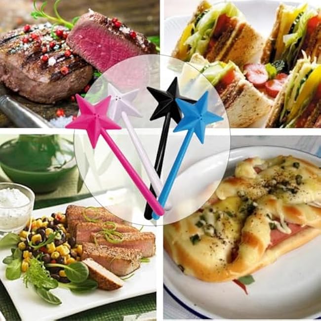 4 Pcs salt and pepper Wand shakers,Three Hole Star Shaped Magic wand salt and pepper shakers,Refillable, Removable, Light, Seasonings Spices Dispenser