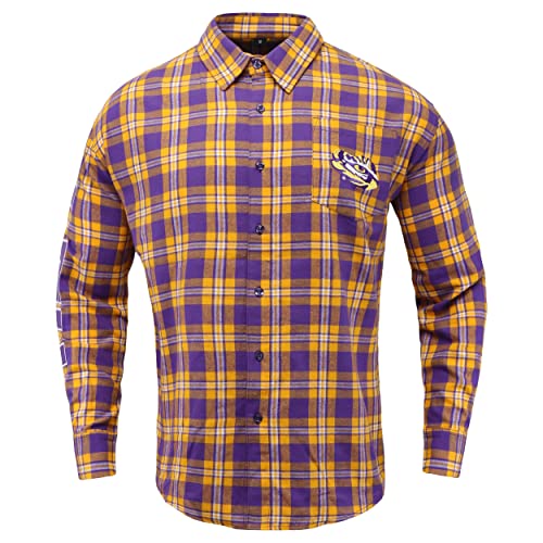 FOCO LSU Wordmark Basic Flannel Shirt - Mens Large