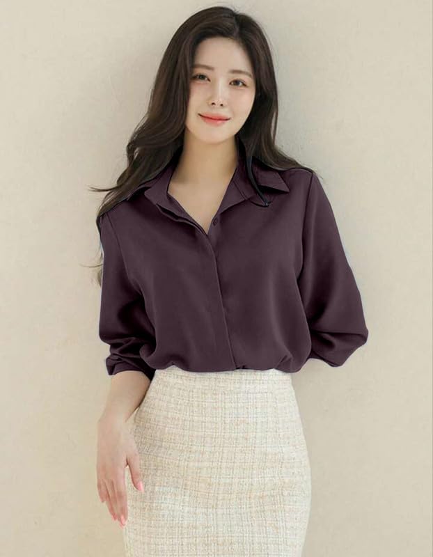 Image of Women's Regular Fit Korean Style Shirts | Stylish Western Shirt with Concealed Placket | Casual & Office Wear Shirt for Women