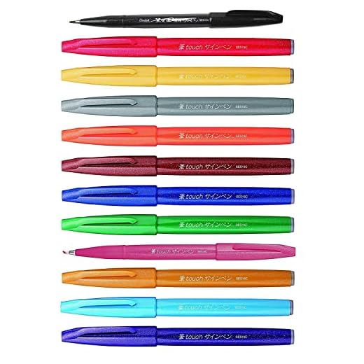 Pentel SES15C Brush Sign Pen rotulador punta fibra flexible 12 colores ass.ti
