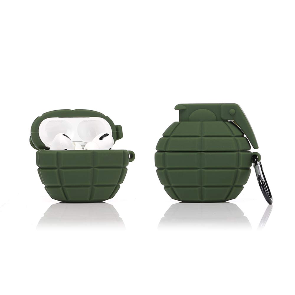 LEWOTE Silicone CaseCompatible for Apple Airpods Pro& Pro Funny Cute Cover [Retro Design](Grenade Green)