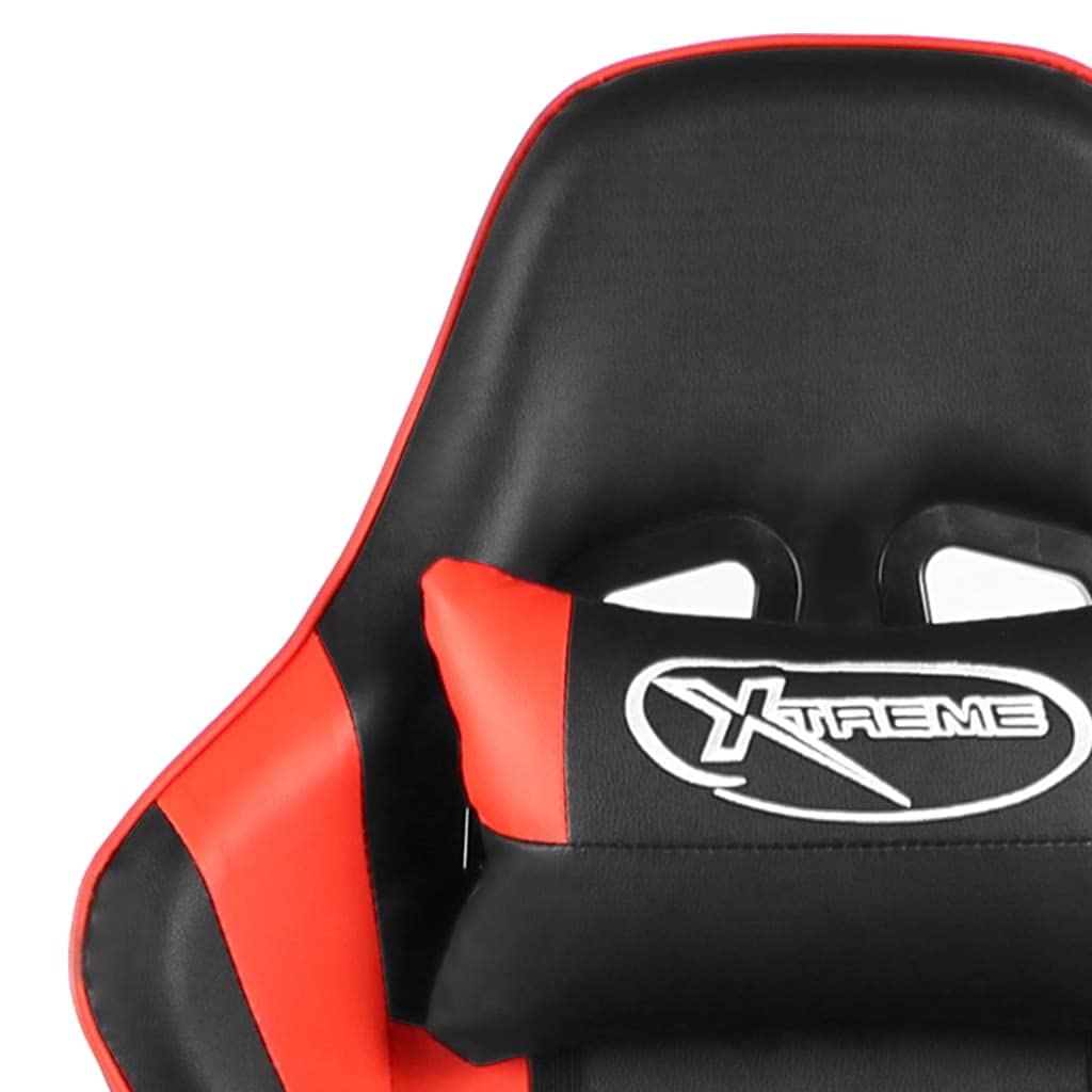 Mangloder Gaming Stuhl drehbar rot PVC, ergonomisch höhenverstellbar mit Armlehne, Lendenkissen und Nackenkissen, Liegefunktion für Büro Schreibtisch Homeoffice PC Konsole Erwachsene Jugendliche