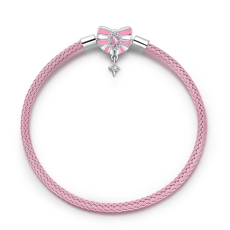LMLMECREA Damen Charm Armband mit Rosegold Rundem Verschluss - Bettelarmband 925er-Sterlingsilber -Kmpatibel Mit Charms Anhänger