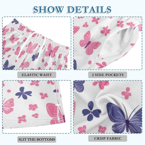 Girly Pattern with Butterflies Boy Casual Shorts Athletic Shorts Pants with Pockets2