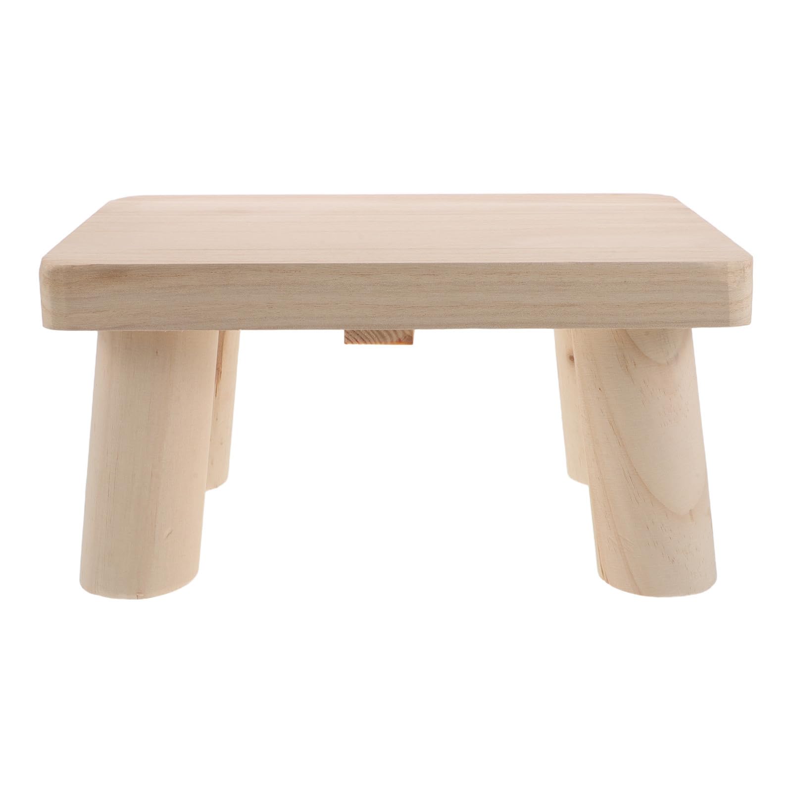 Housoutil Sgabello Basso in Legno Rustico per Piante, Beige, Rettangolare
