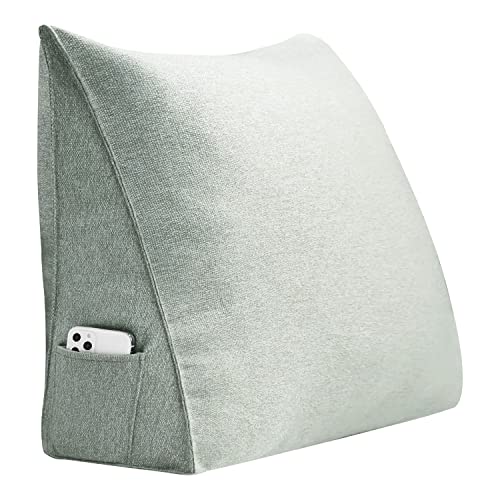 VERCART Triangular Bed Wedge Pillow Back Support Backrest Reading Pillows for Lumbar and Sitting Up, Decorative Throw Office Chair Sofa Couch with Removable Cover, Beige