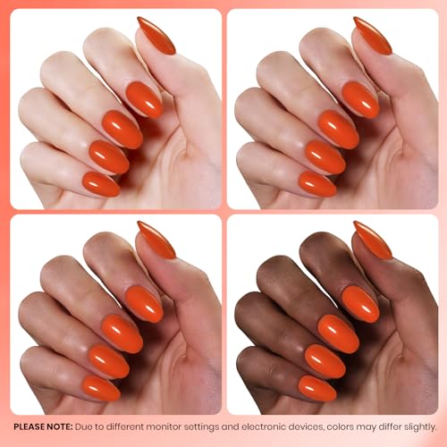 Image of Beetles Orange Red Gel Polish - Frosted Persimmon Full Size 15ML /0.51Fl Oz, Hema Free Persimmon Orange Red Gel Nail Polish, Soak Off UV LED Lamp Fall Nails Art, Manicure Salon DIY Nails