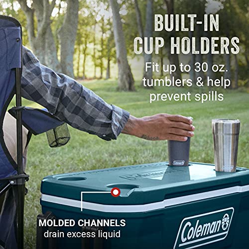 Image of Coleman Classic Series Insulated Portable Wheeled Cooler, Leak-Resistant Outdoor Hard Cooler Keeps Ice up to 5 Days, 62qt /65qt /100qt Options