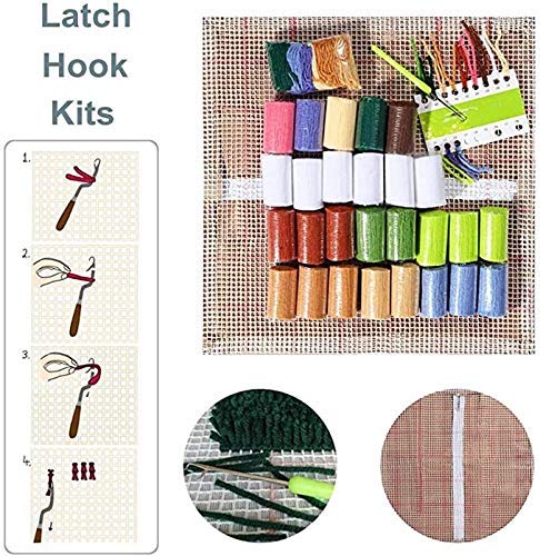 Diy Latch Hook Kits Yarn Kits Rug Pattern Arts And Crafts Crochet Needlework (Christmas Car：25X16In/62X40Cm) #TOP2