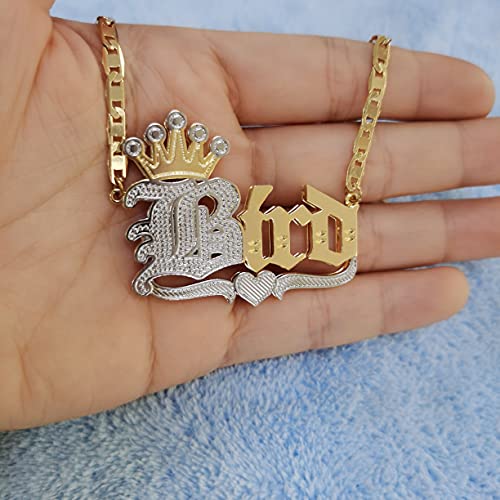 Bi-color Personalized Custom Name Initial 24K Gold Plated Double Plated Name Necklace Custom Nameplate Necklace Personalized Birthday Gifts3