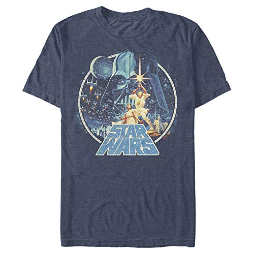 STAR WARS Men's A New Hope Classic Scene Circle T-Shirt - Navy Blue Heather - 3X Large