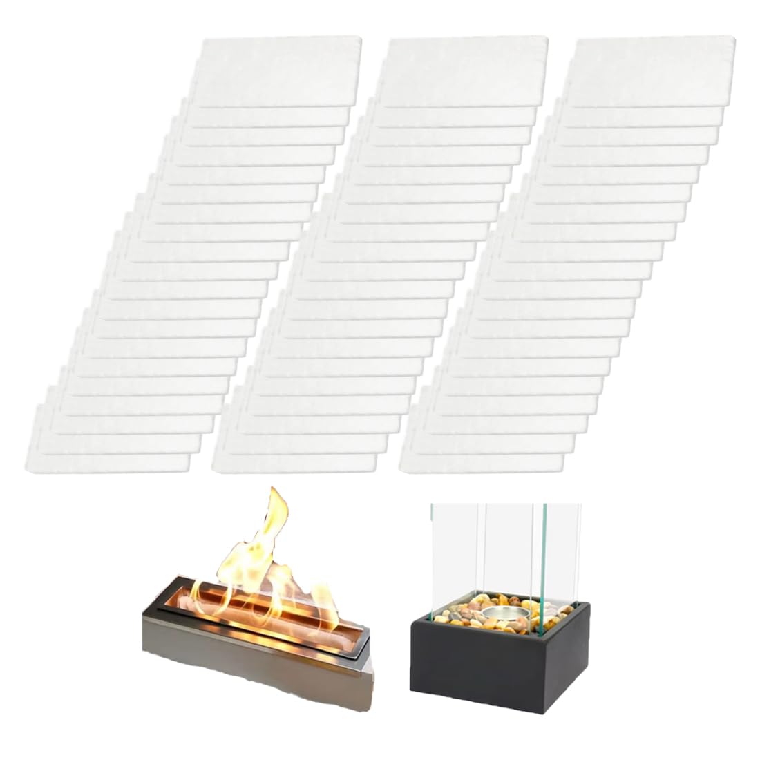 60 Pcs Ceramic Wool Wick for Tabletop Fire Pit - Carbon Felt Wick for Bio Ethanol Fireplace Fuel Table Top Fire Pit