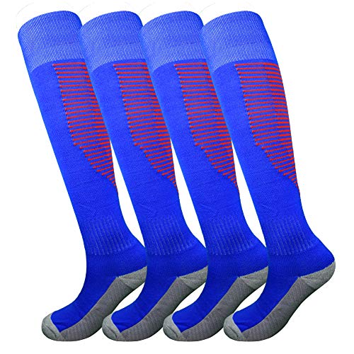 Mkkoluy Royal Blue Tube Socks for Activy Uniform Cheerleader Shows Socks(4 Pairs)