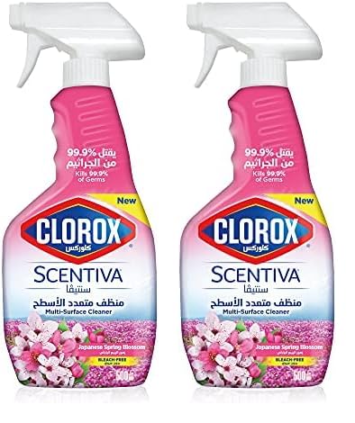 Clorox Scentiva Multi-Surface Cleaner 500ml, Japanese Spring Blossom, Bleach Free Disinfectant Spray (Pack of 2)