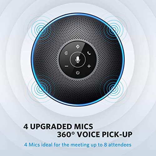 Image of EMEET Bluetooth Speakerphone M2 Black Conference Speaker for 5-8 People Business Conference 360º Voice Pickup 4 AI Microphone Self-Adaptive Conference Call Speaker Skype USB Speakerphone