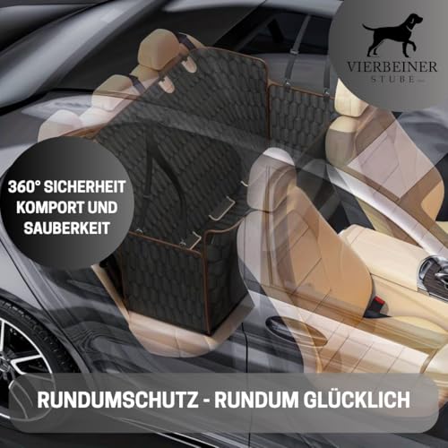 VierbeinerStube® Autoschondecke Hund Rückbank – Wasserdicht, rutschfest, waschbar – Rücksitz Schutzdecke mit Seitenschutz – Universalgröße Auto, SUV & Kombi