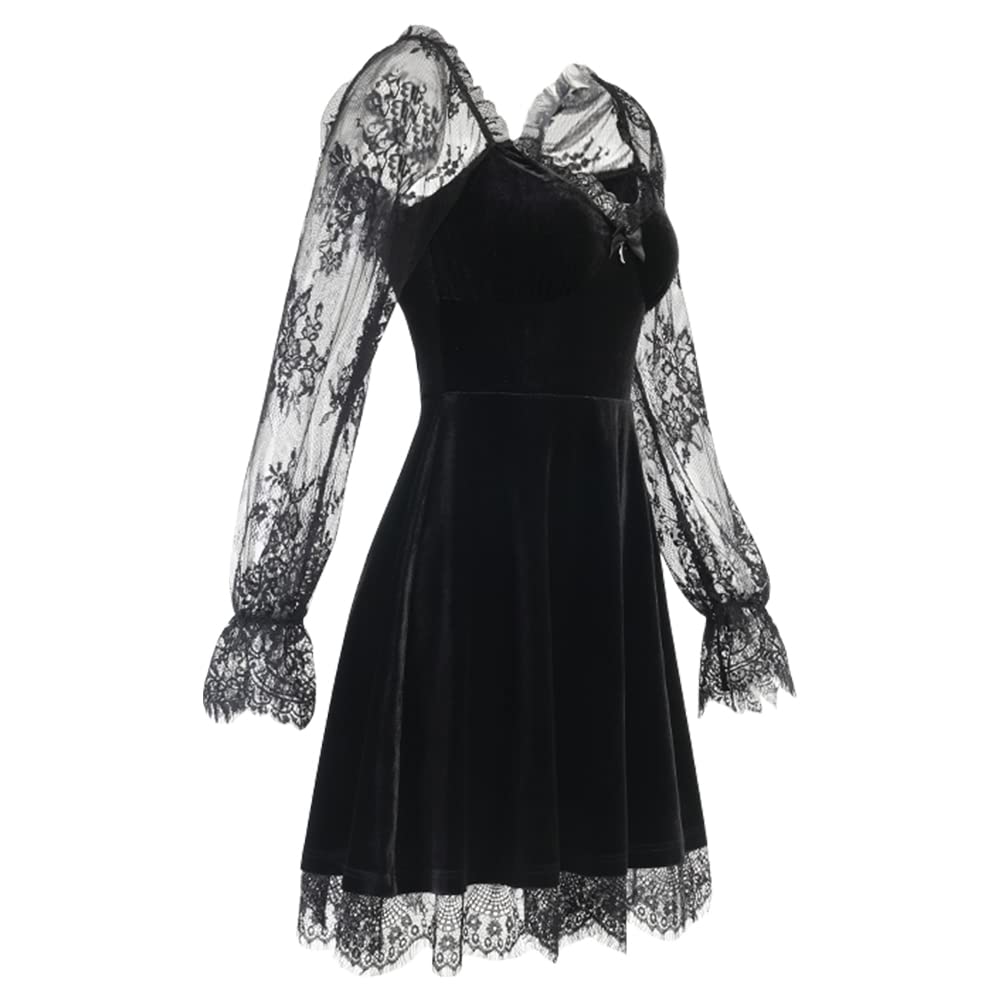 Odizli Lolita Punk - Abito gotico, da donna, con maniche a sbuffo, per Halloween, cosplay