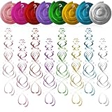 48 Stück Hängende Spiralen Girlande,Spiral Luftschlangen Silvester Deko,Party Deko,Folien Wirbel Deko,Faschingsdeko,Spiral Girlanden Deckenhänger für Karneval Deko,Geburtstag,Hochzeit,Silvesterdeko
