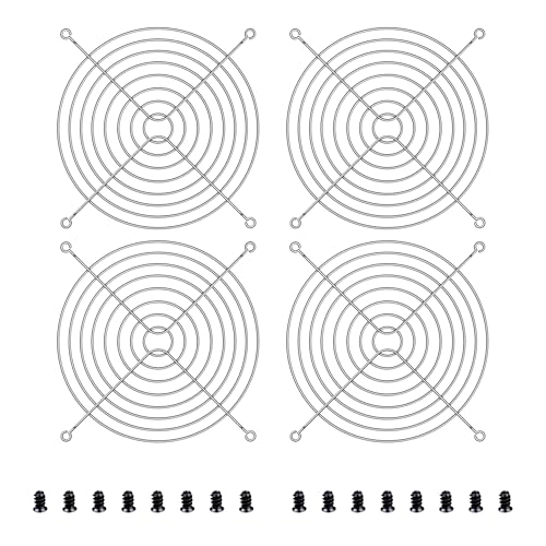 YIMATEECO Rejillas Ventilador 120mm, Metal Grill Ventilador Protectoras con Tornillos Rejilla Metal Dedo Protector,para Estuche Computadora Impresora 3D Accesorios Ventilación （ 4 Piezas plata）