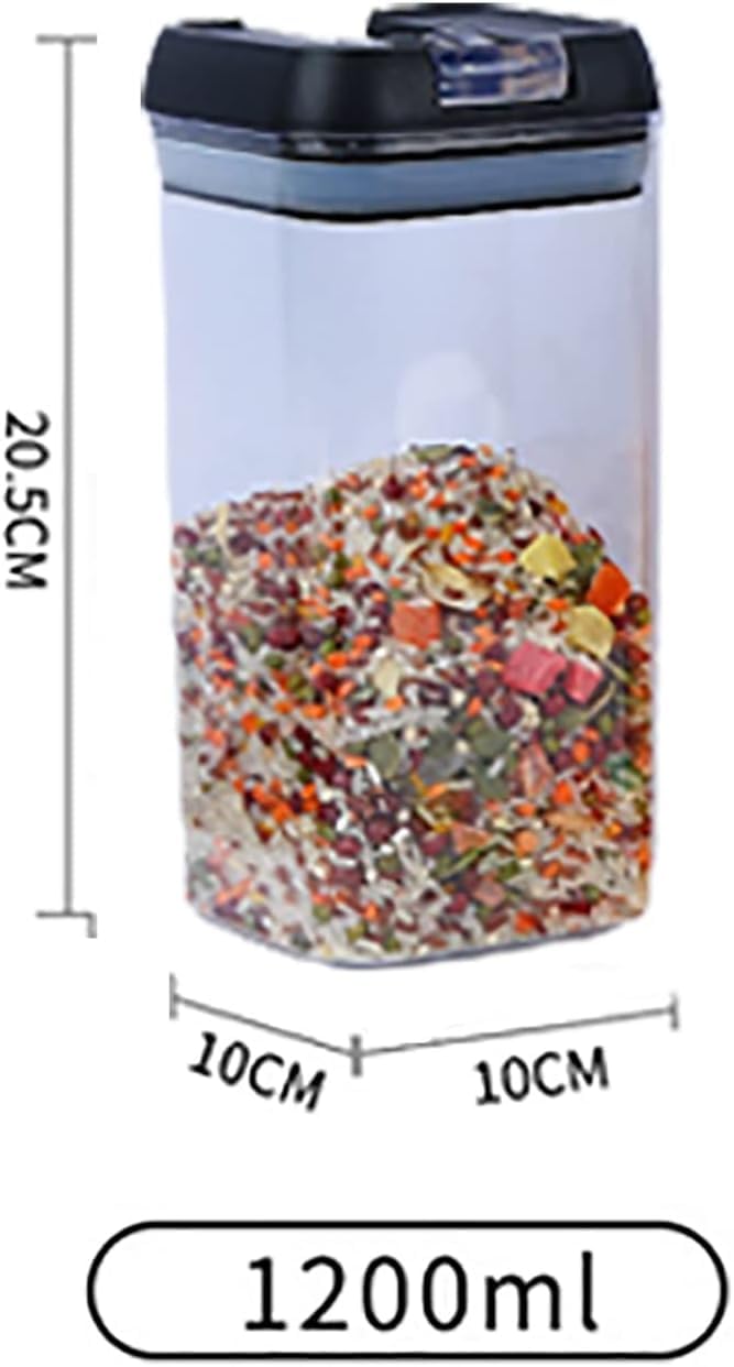 Set di contenitori per Alimenti da 1,2 Litri, contenitori Organizer per Frigorifero, Trasparenti, in Bianco e Nero, a Prova di perdite, ermetici, da Cucina, con Chiusura Facile, in Materiale