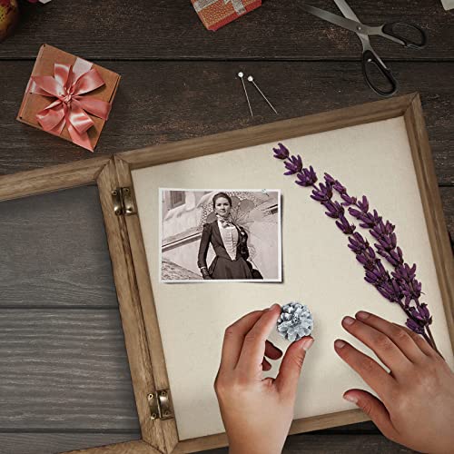 Image of TJ.MOREE Shadow Box 11x11 Memory Display Case Wood Picture Frame Carbonized | Fits 9.4x9.4Inserts with Linen Back & Glass, Rustic Keepsake Box for Pet Memorabilia Gifts Wedding Bouquet Military Medals