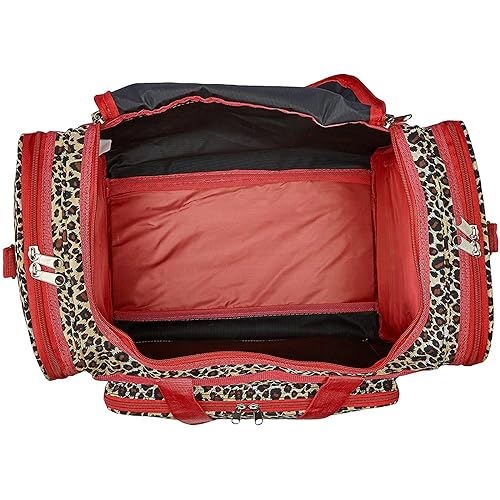 Image of World Traveler 81T16-168-R Duffle Bag, One Size, Red Trim Leopard