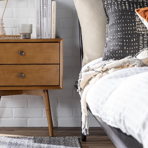 image for Walker Edison Mid Century Modern Wood Nightstand Side Table Bedroom St