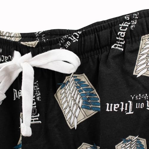 Ripple Junction Attack on Titan Men’s Lounge Pants Scout Regiment Shield Anime Kanji Logo All Over Print Officially Licensed4