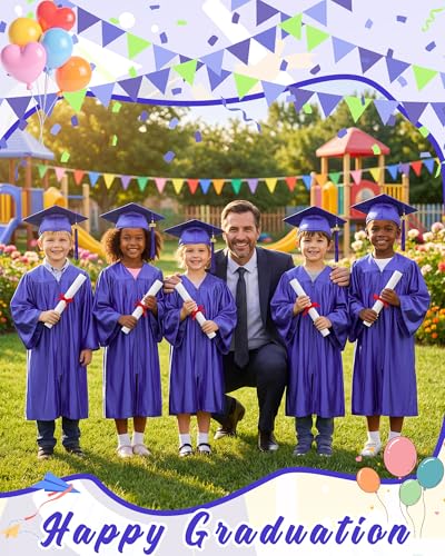 Image of Xuhal 6 Set Preschool Graduation Cap and Gown Set Kindergarten Grad Gowns Children Graduation Cap with 2026 Grad Tassel