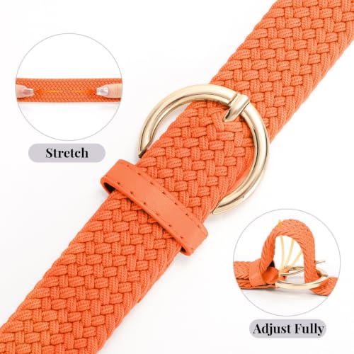 Image of JASGOOD Women Men Braided Woven Elastic Stretch Waist Belt Golf Canvas Fabric Casual Belt for Jeans Pants