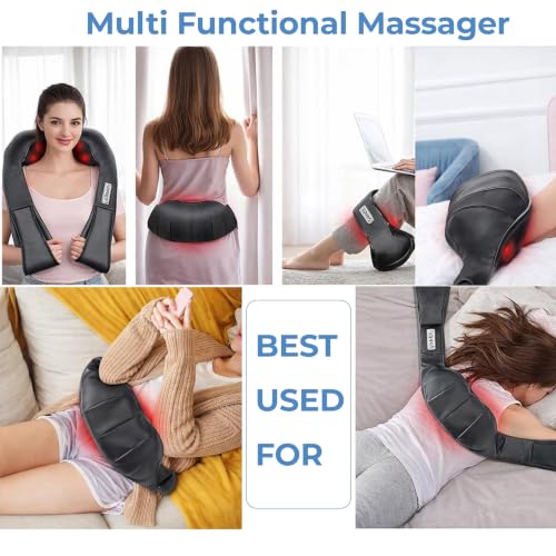 Image of Enem Back Massager for Pain Relief, Back Massager with Compression, With 1 Year Warranty from enem, Wireless Portable Shiatsu Massage Machine, Electric Deep Tissue 4D Kneading Massage for Pain Relief and Muscle Relax
