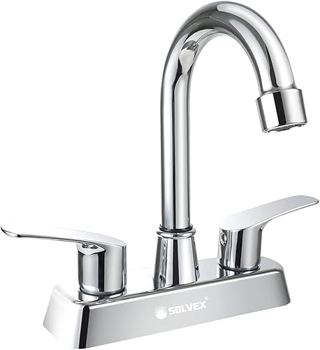 SOLVEX SP-40067 - Grifo de baño de 2 manijas de 4 pulgadas, grifo de baño de 3 agujeros, cromado, grifo de lavabo de baño con manija de palanca SOLVEX SP-40067 - Grifo de baño de 2 manijas de 4 pulgadas, grifo de baño de 3 agujeros, cromado, grifo de lavabo de baño con manija de palanca