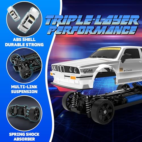 Image of Ascetic Remote Control Cars 1:16 Scale RC Drift Car 2.4Ghz 30KM /H High Speed 4WD RTR Racing Car with Drift Tires LED Lights 2PCS Rechargeable Batteries RC Sport Cars Toys for Adults Kids Gift,Red