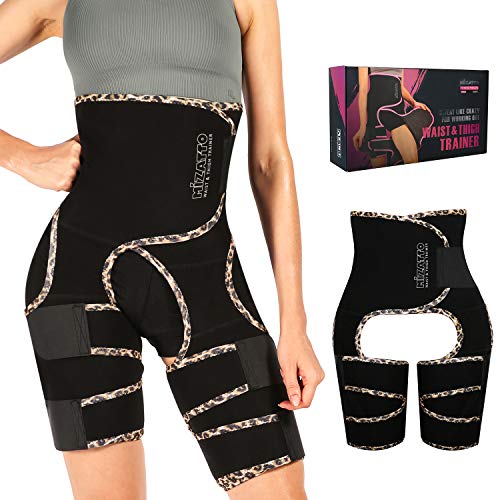 MIZATTO Waist Trimmer for Women, 3 in 1 Neoprene Sweat Belt Stomach Wraps Waist Trainer For Workout Back Support Leopard L