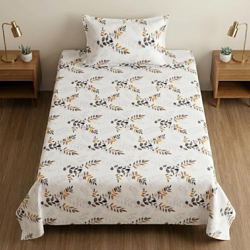 Image of Mafatlal 186 TC Metro Cotton Single Bedsheet | 90 x 60 Inch|Soft, Breathable & Lightweight | with Matching Pillow Cover| Cool Grey