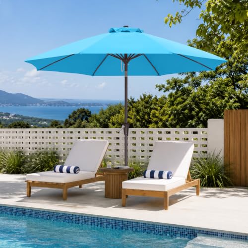 Image of ABCCANOPY 10FT Patio Umbrella Outdoor 8 Ribs Table Umbrella(Aquamarine) | Fade & UV Resistant Fabric,8 Fiberglass Ribs,Smooth Crank System,Wind Resistance,Great for Patio,Backyard,Garden,Deck