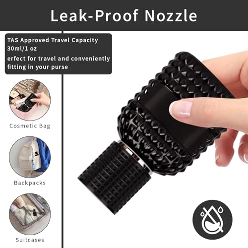 2 Pack 30ml Perfume Spray Bottles Empty, Refillable Glass Fine Mist Atomizer, Portable Travel Perfume Atomizers Fragrance Containers Sprayer for Cleaning, Essential Oils, Liquids (Black)4