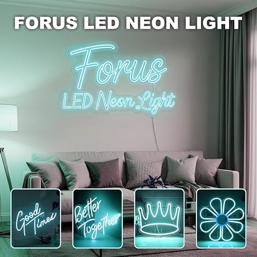 Image of Forus 5 Meter LED Neon Strip Light - Ice Blue, Flexible Waterproof Rope Lights 16.4 Feet, Indoor Outdoor Diwali Decorative Cove Lighting, Home Office Shop Decor, Custom Names Signage, 1 Yr Warranty