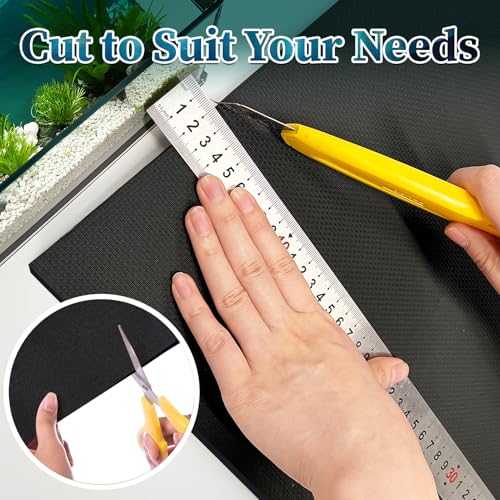 Image of Aquarium Leveling Mat 2PCS /Set Neoprene Non-Slip Shockproof Fish Tank Pad Waterproof Textured Surface for Uneven Surfaces Durable Fish Tank Mat with Easy-Cut Edges (No Glue, 24x12 Inch)