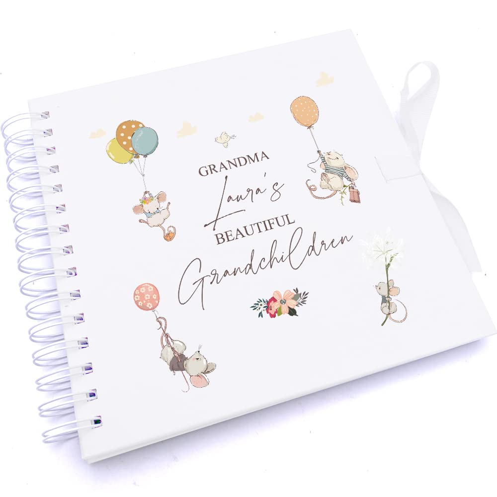 Ukgiftstoreonline White Personalised Grandmas Grandchildren Scrapbook Photo Album