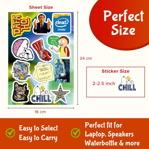 Image of CodersParadise Random Decorative Stickers Pack of 51, Assorted Vinyl Decals for Laptop, Water Bottle, Phone Case, Notebook, Journal, Scrapbook, Luggage, Helmet, Bike and DIY Crafts