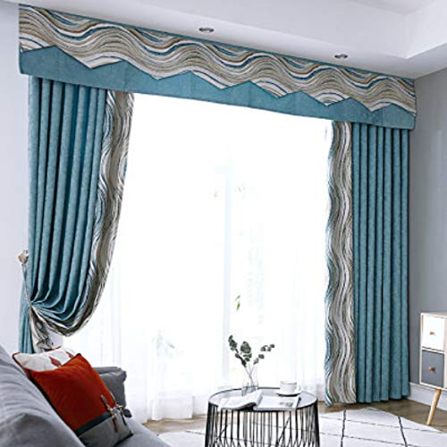 yug Decoración De La Cortina Azul Sombreado Completo Protector Solar Sombreado Antirruido Mosaico Moderno Dormitorio Sala De Estar Balcón Piso Cortina Simple Nórdico