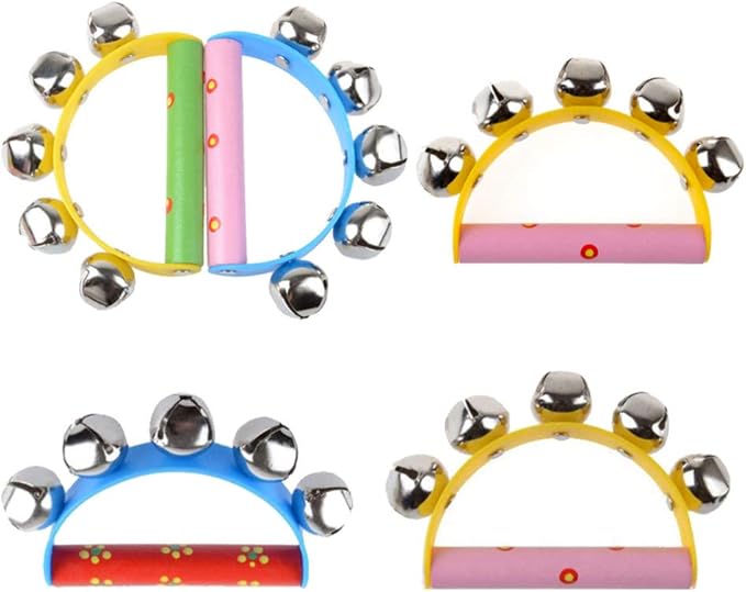 Artibetter Tambourines for Children 5pcs Kids Sleigh Bells for